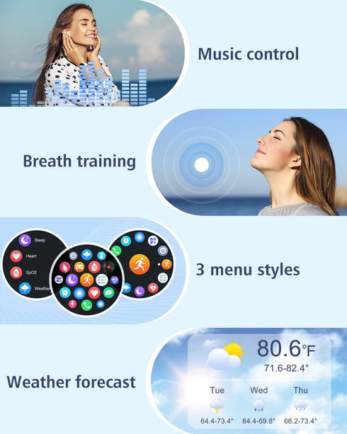 HUAKUA Smart Watches for Women & Men, Compatible with iPhone/Android, Round Fitness Tracker, Waterproof Pink