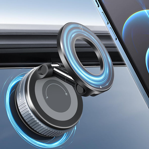 Galundge Vacuum Suction Magnetic Phone Holder, 2025 Upgraded Foldable Retractable Suction Cup Car