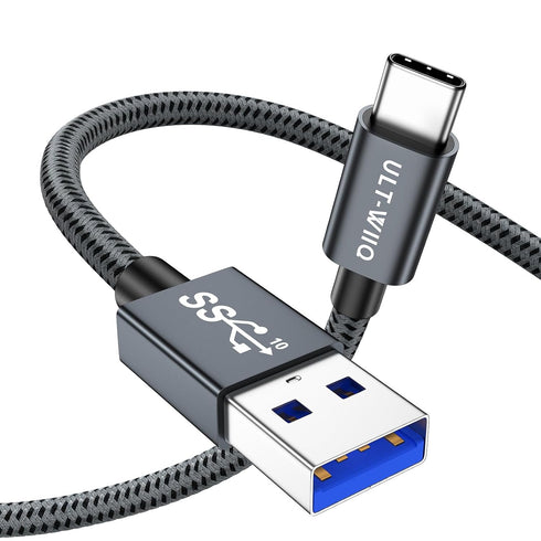 ULT-WIIQ USB A to USB C Cable 1FT Fast Charging QC 3.0 AFC Braided 10Gbps Data Transfer for iPhone 15 Samsung