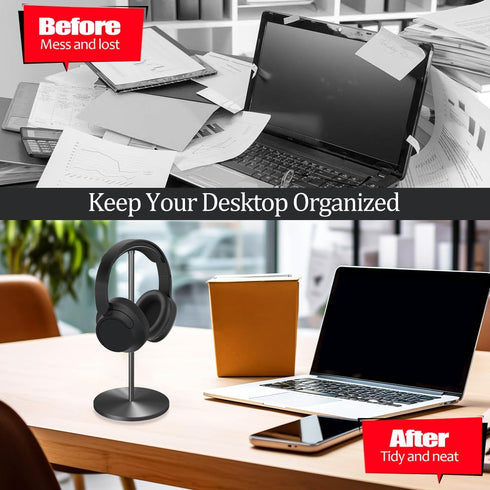 Headphone Holder Stand for Desk, Gaming Headset Stand with Heavy Base, Modern Black Gaming Desk Accessories