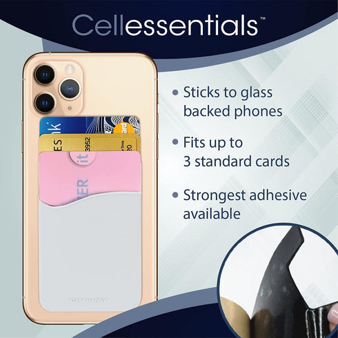 USA Merchant Silicone Stick on Cell Phone Wallet Card Holder with Pocket for Credit Card ID Business Card - iPhone