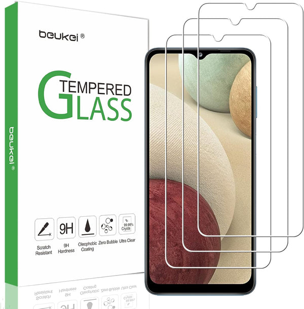 (3 Pack) Tempered Glass Screen Protector for Samsung Galaxy A12, 6.5 inch, 9H Hardness, Bubble Free
