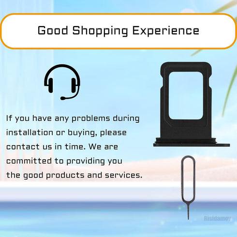 Black SIM Card Slot Replacement for iPhone 12, Single SIM Version Card Tray Holder Adapter with Waterproof Rubber Ring