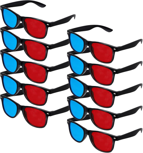 MECCANIXITY 10pcs Red Blue 3D Viewing Glasses, Plastic 3D Movies Glass for