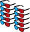 MECCANIXITY 10pcs Red Blue 3D Viewing Glasses, Plastic 3D Movies Glass for