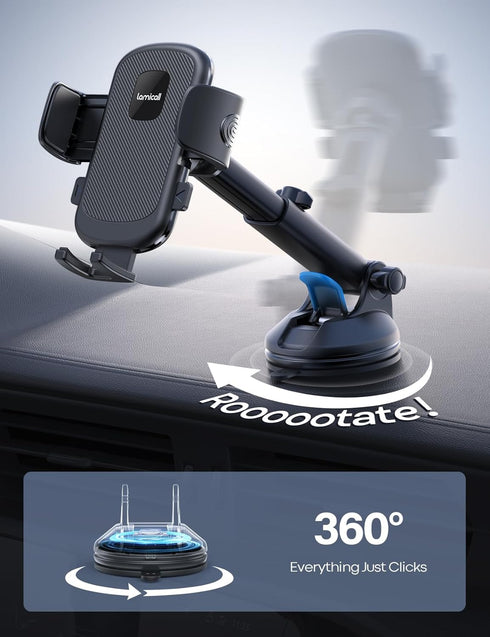 Lamicall Cell Phone Holder Car, Ultra 70LBS Suction Phone Mount for Car Dashboard for iPhone Samsung