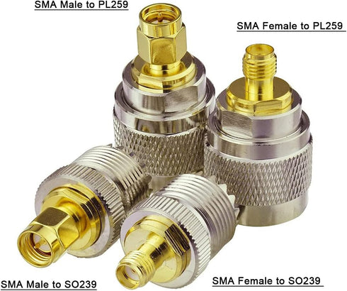 Superbat UHF to SMA Adapter, UHF Male/Female to SMA Male/Female Connector RF Coax Coaxial Adapter Kit