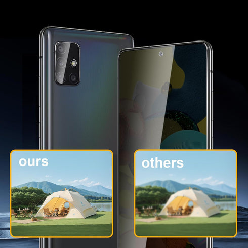 3 Pack Privacy Screen Protector for Samsung Galaxy A51 with Camera Lens Protector, Anti Spy Tempered Glass 9H Hardness