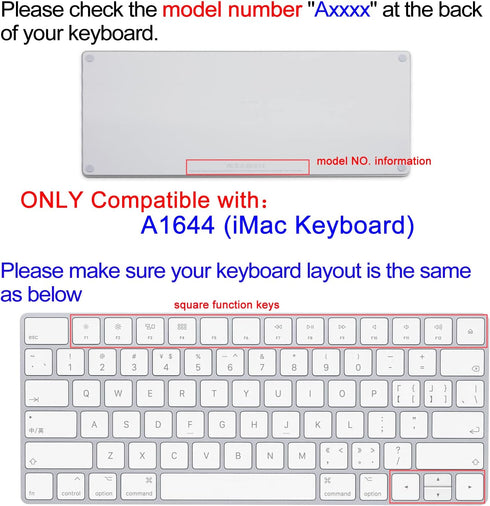 Keyboard Cover Skin for Apple iMac Wireless Magic Keyboard 2nd Gen MLA22LL/ A (Model: A1644), Silicone Skin Protector with Big Letter Design, US Layout, Flamingo by SANFORIN
