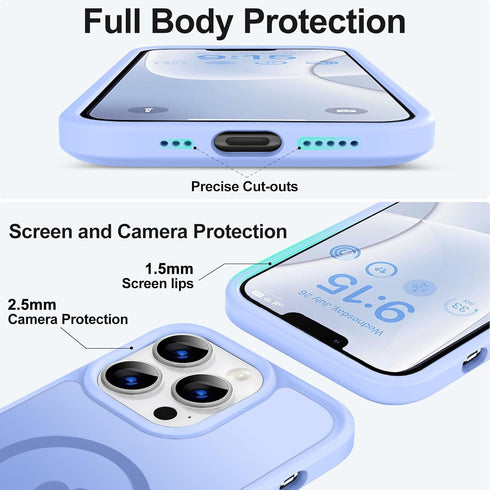 Vooii iPhone 13 Pro Case - Translucent Matte Magnetic Cover, Shockproof, Compatible with MagSafe, 6.1", Blue.