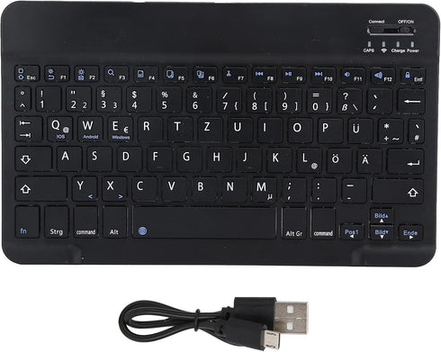 PUSOKEI German Layout 10Inch USB Computer Keyboard for Laptops and PCs (Black)
