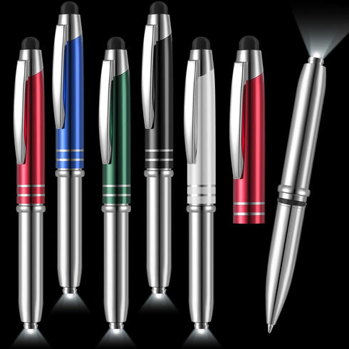 5 Pieces Stylus Pen for Touchscreen Devices, Multi-Function Capacitive Pen with LED Flashlight and Ballpoint