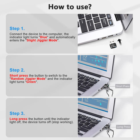 Mouse Jiggler Undetectable Metal USB Mover with Switch Button, Automatic Mini Shaker with 2 Jiggle Modes, Plug & Play
