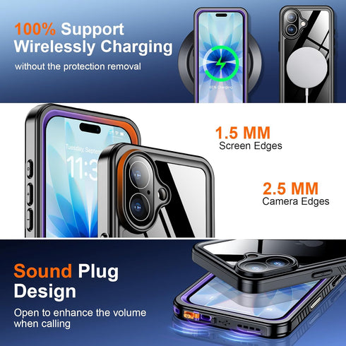 SPIDERCASE 17 12FT for iPhone Case Waterproof, Built-in Lens & Screen Protector, Full Heavy Duty Protection, Military