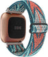 Adjustable Elastic Watch Band Compatible with Fitbit Versa/Versa 2/Versa Lite, Nylon Stretchy Strap (Green Arrow)