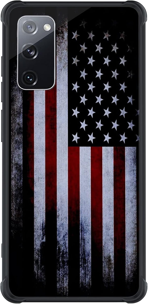Tnarru Compatible with Samsung Galaxy S20 FE Case, American Flag Pattern Hard PC Back and Soft TPU Sides