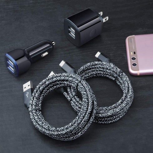 USB Type C Charger Fast Charging for Moto One 5G/5G UW/5G Ace/5G UW Ace/G Stylus/G Play/G Power/G6/G7 Power/Z4, Dual USB Wall Charger USB C Cable Car Plug