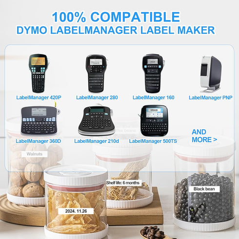 Label Orison Compatible with DYMO D1 Label Tape 45013, Black on White Refill for DYMO LabelManager, 1/2 Inch x 23 Feet