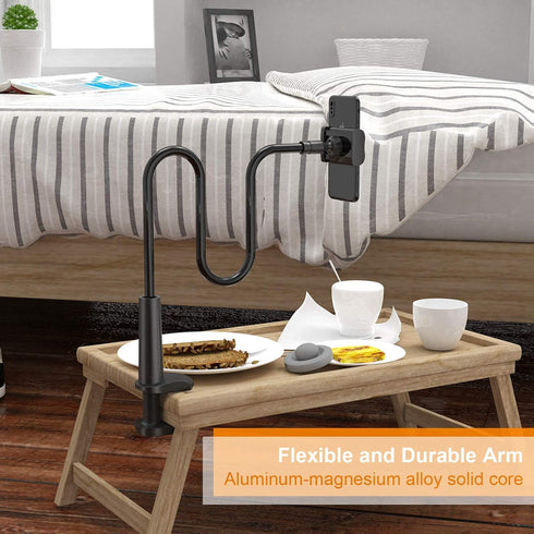 Phone Holder Bed Gooseneck Mount - Flexible Arm 360 Mount Clip Adjustable Bracket Clamp Stand for Cell Phone 11 Pro XS