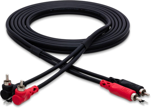 Hosa CRA-203DJ Dual Right-Angle RCA Stereo Interconnect Cable, 3 Meters