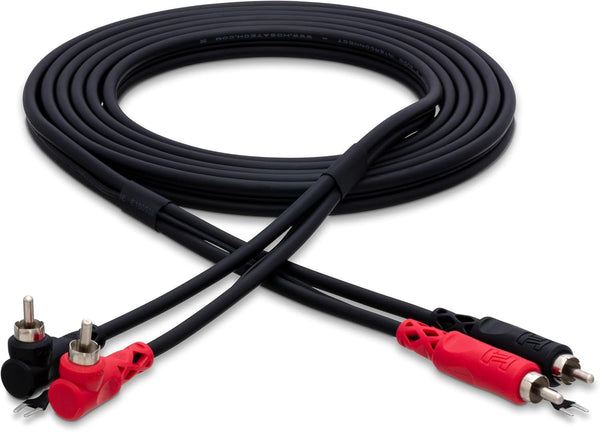 Hosa CRA-203DJ Dual Right-Angle RCA Stereo Interconnect Cable, 3 Meters