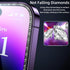 ?2 PACK? Diamond Luminous Edge Tempered Glass Film for iPhone 15Pro Screen Protector, 1 Clear HD + 1 Anti Spy, Case