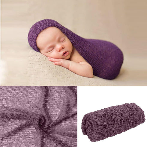 SPOKKI Newborn Photography Props Outfits - 4 Pcs Baby Long Ripple Wrap, Toddler Swaddle Blankets, Photography Mat, Cute