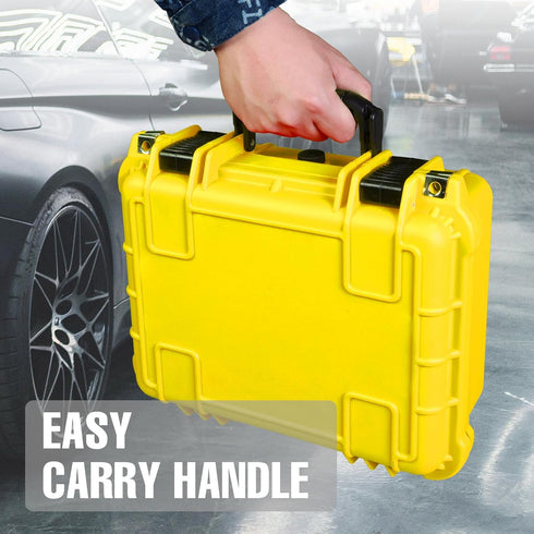 Hard Case 14x 11.5x 6 Inch, Portable Waterproof Protective Camera Case with Customizable Foam, Yellow