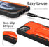 ExoGuard Rubber Shockproof Full-Body Case for iPhone 11 Pro with Built-in Screen Protector and Kickstand (Orange)