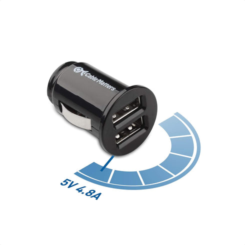 Cable Matters 2-Pack 4.8A 24W Flush Mount Dual USB Car Charger - Compact Mini Charger for Smartphones