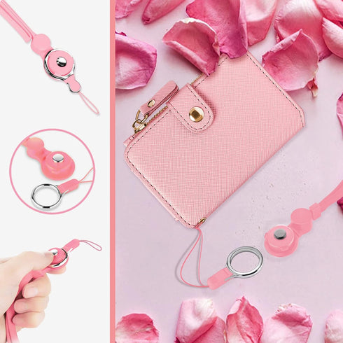 M-Plateau Stick-On Phone Wallet, PU Leather Card Holder with Zipper Coin Pocket for iPhone and Case
