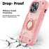 iPhone 15 Pro Case 6.1" - Rugged Military-Grade Shockproof Cover with Ring Stand, Glass & Camera Lens Protectors (Pink)