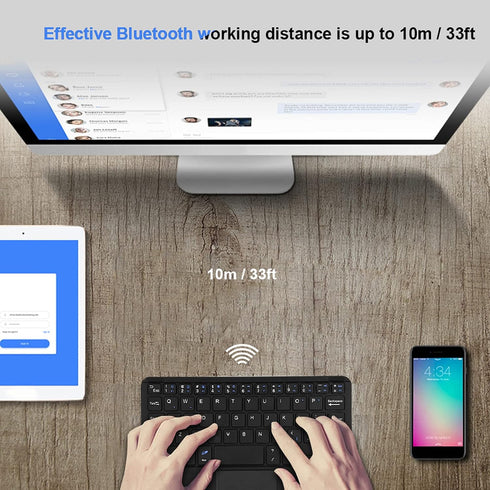 Sanpyl Ultra-Slim Wireless Keyboard - Mini 59 Keys Bluetooth Keyboard with Touchpad for Tablet/Phone/Desktop