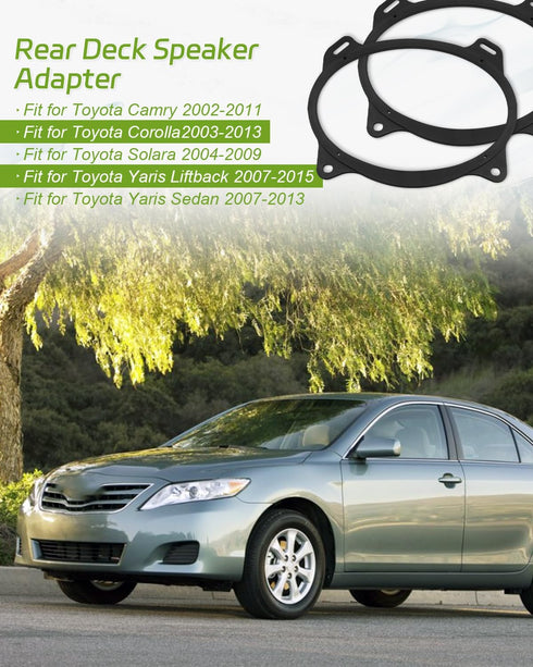 6x9 inch Rear Deck Speaker Adapter Spacer Ring Fit for Toyota Camry 2002-2011, Corolla 2003-2013 Solara 2004-2009 Yaris 2007-2015, Aftermarket Mounting Bracket