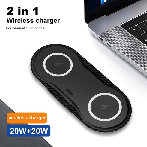 Wireless Charger, Dual 20W Charging Pad for Samsung Galaxy S24/S23/S22/S21/S20/S10/Note, Fast Charging Pad for Apple