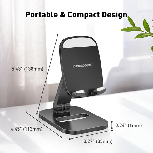 Cell Phone Stand for Desk, Adjustable Portable Foldable Holder Cradle Dock, Compatible with iPhone 15 14 13 Pro Max Mini