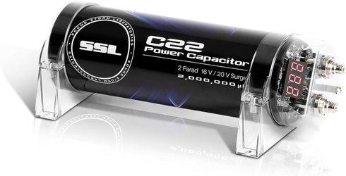 Sound Storm Laboratories C22 Car Audio Capacitor, 2 Farad, Enhance Bass for Amplifier and Subwoofer