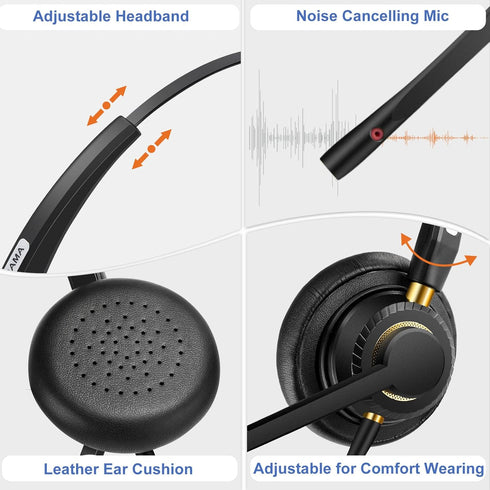 Arama Cell Phone Headset with Mic, Noise Canceling 3.5mm Wired Headset for iPhone, Samsung, PC, Clear Chat