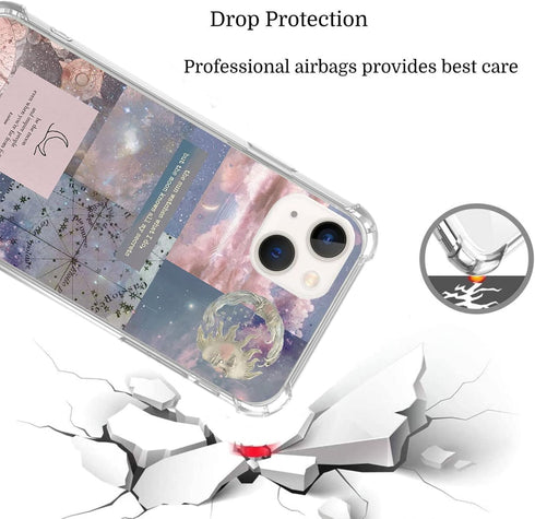 Celestial Collage Case Star Zodiac Cover for iPhone 13, Blue Aesthetic Celestial Collage Case for Girls Boys Women Men, Unique Trendy TPU Bumper Cover Case for iPhone 13