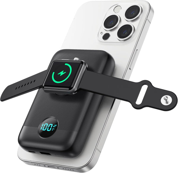 GKUTW Magnetic Portable Charger for iPhone & Apple Watch,10800mAh 25W PD QC4.0 Fast