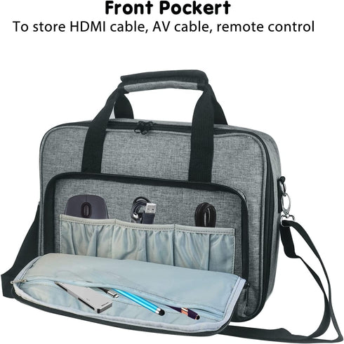 Projector Carrying Case with Accessories Pockets - Travel Bag, Storage Bag, Organizer, Carrier for Epson, BenQ,