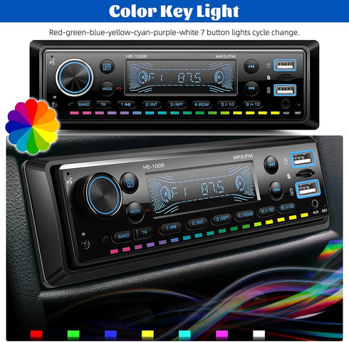 GOHHDL MP3 Display,64GB Single Din Bluetooth Multimedia Car Stereo Radio Player,USB/TF/AUX-in,FM,LCD SD