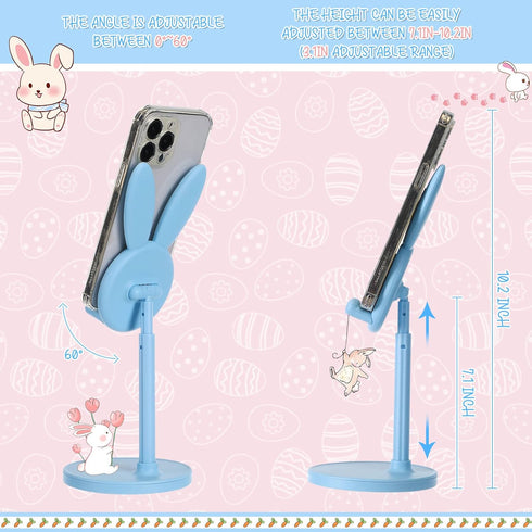 Kathfly 2 Pack Cute Phone Stand, Adjustable Bunny Phone Stand for Desk, Kawaii Holder Desk Accessories Bunny Gifts