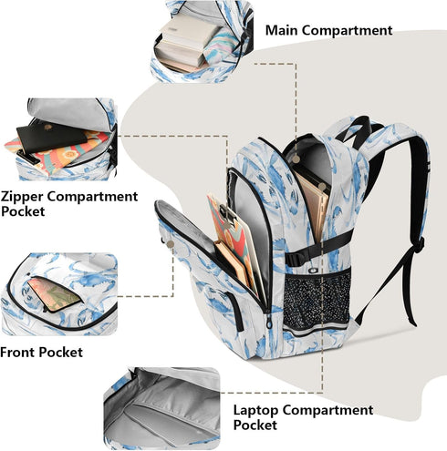 Bolaz Backpack 14 Inch Watercolor Crabs Travel Laptop Computer Bag Sturdy School Bag College Bookbag