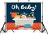 KeyWork 10x7ft Oh Baby Bathroom Theme Photography Backdrop Kids in Bathtub Design with Blue and Orange Background