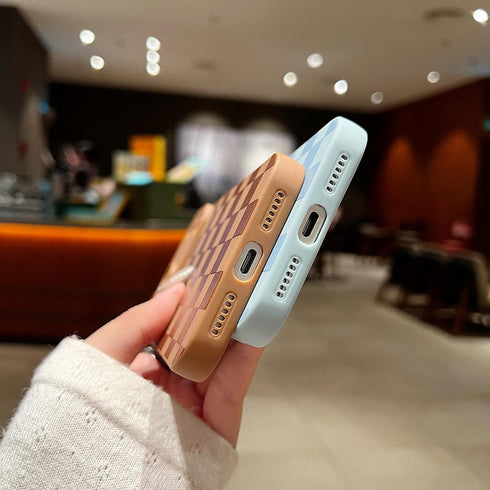 YUMUPIFE 17 17 Compatible with iPhone Pro Case Cute Checkered Pattern Design for Girls Women, Soft Silicone Shockproof