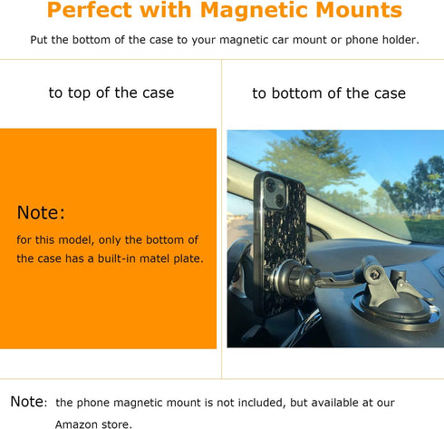 molzar Grip Series Case for iPhone 13 Mini, Real Forged Carbon Fiber, Built-in Metal Plate, Wireless Charging, Glossy