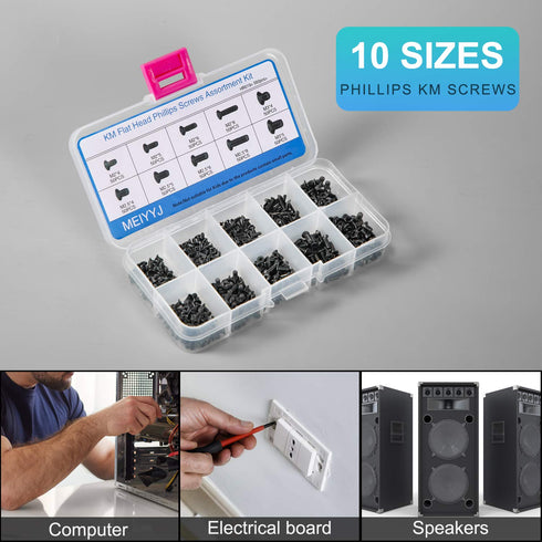 500pcs M2 M2.5 M3 Laptop Notebook Computer Replacement Screws Kit, PC Flat Head Phillips Assortments