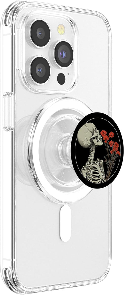 PopSockets PopGrip for MagSafe - Skull Floral Gothic Flowers Bouquet Dark Wildflowers Art