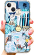 Good Vibes Picture Collage Phone Case for iPhone 13, Summer Sea Beach Blue Cover for Women Men Girls Boys, Trendy TPU